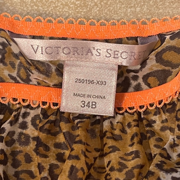 Y2k Vtg Victoria's Secret cheetah/orange ruffle print lace lingerie dress sz 34B - Picture 6 of 12
